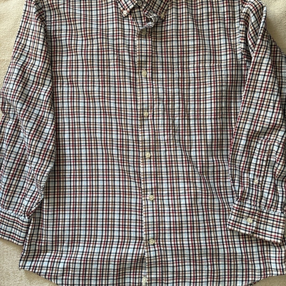 Lands' End‎ Men's Button-Down Plaid Oxford Shirt — 16.5 x 33 Traditional Fit